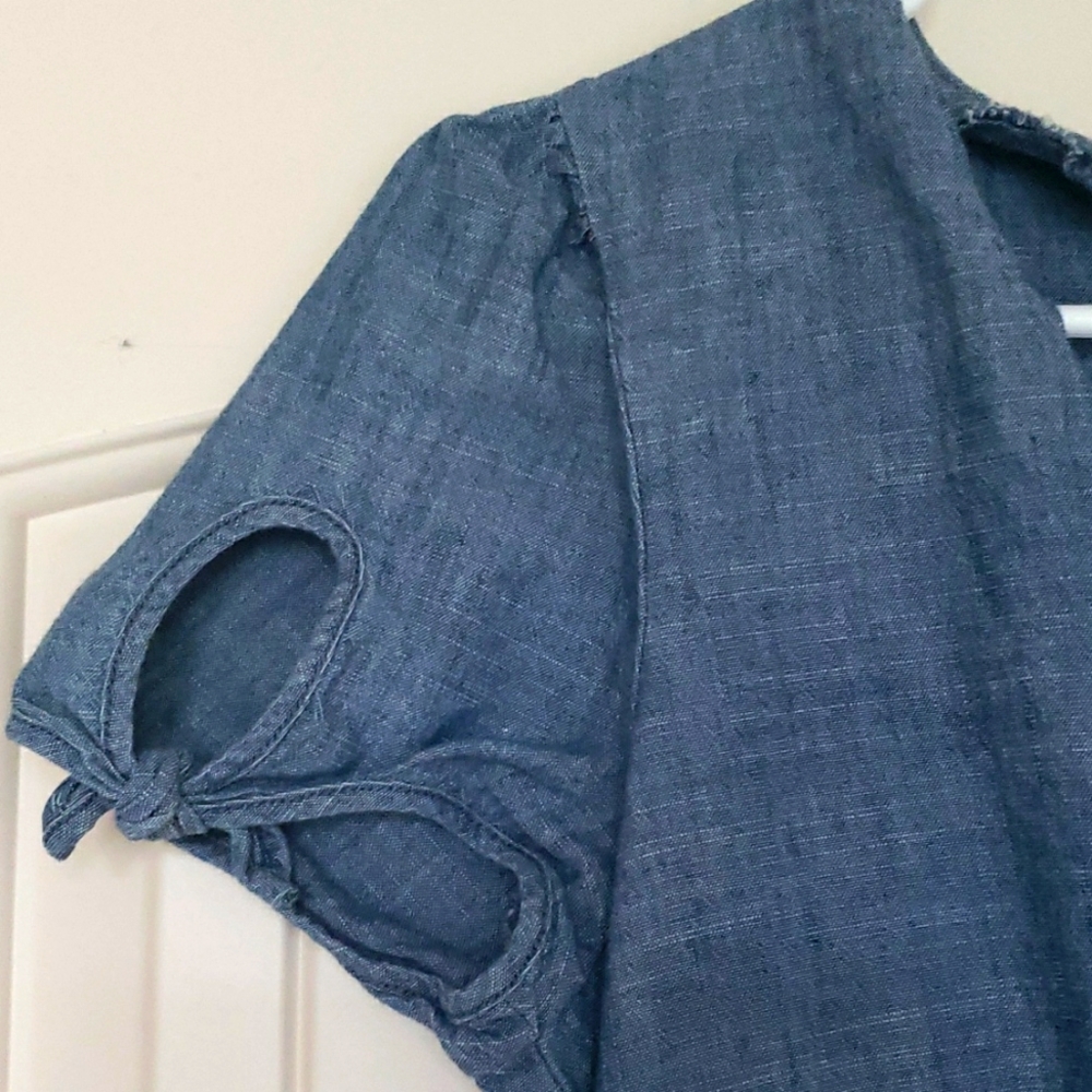 JCrew Chambray Ruffle Mini Dress - Picture 2 of 4